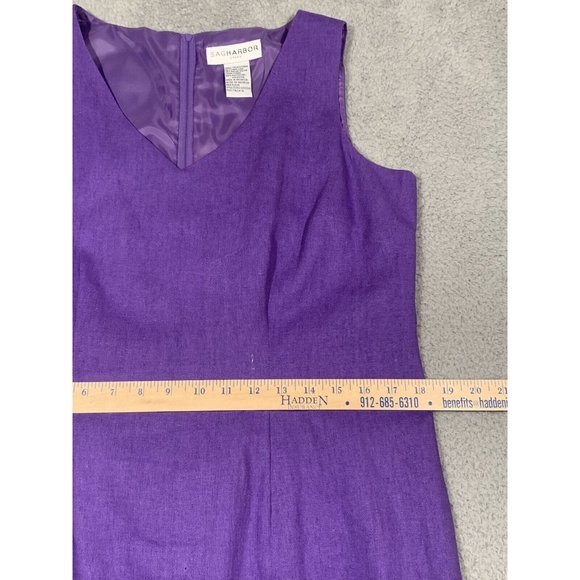 Sag Harbor Purple Linen Blend 2 Piece Sheath Dress w/ Jacket‎ Floral Size 10 - Picture 11 of 16